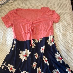 Pink and navy blue dress